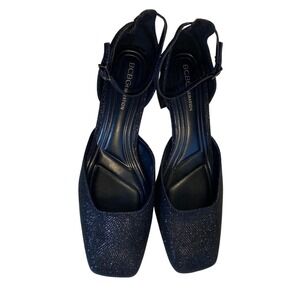 BCBGeneration Black Glitter Square Toe Block Heels Size 10 Party